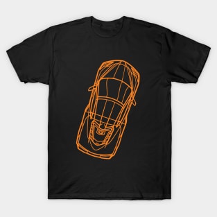 Amplify Orange C8 Corvette racecar Silhouette Outline Amplify Orange Supercar Sports car Racing car T-Shirt